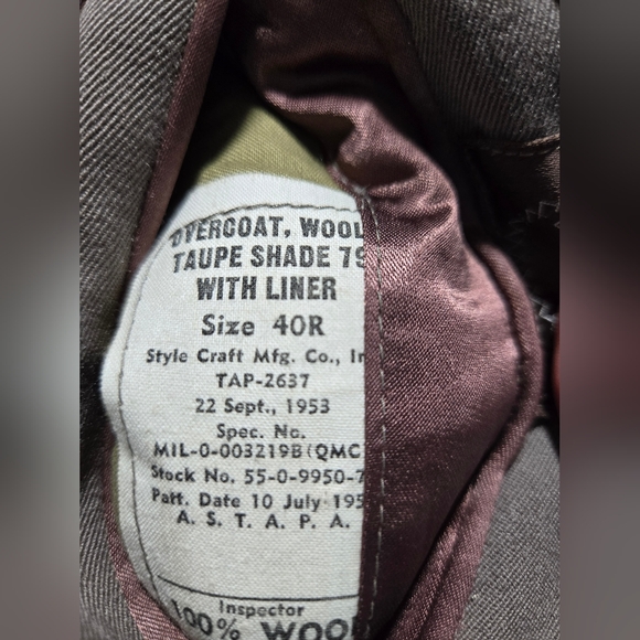 US Army Wool Overcoat, 1953 - Picture 8 of 12